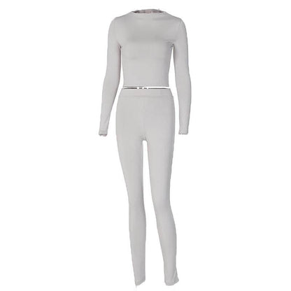 Long sleeve crewneck solid pant set