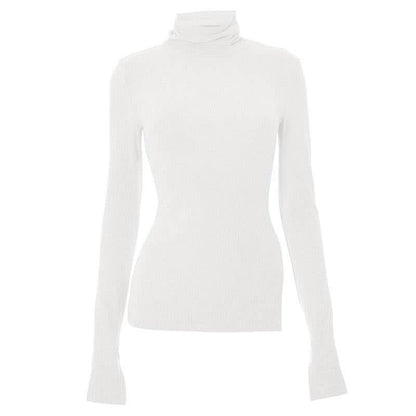 Long sleeve high neck slit irregular solid top