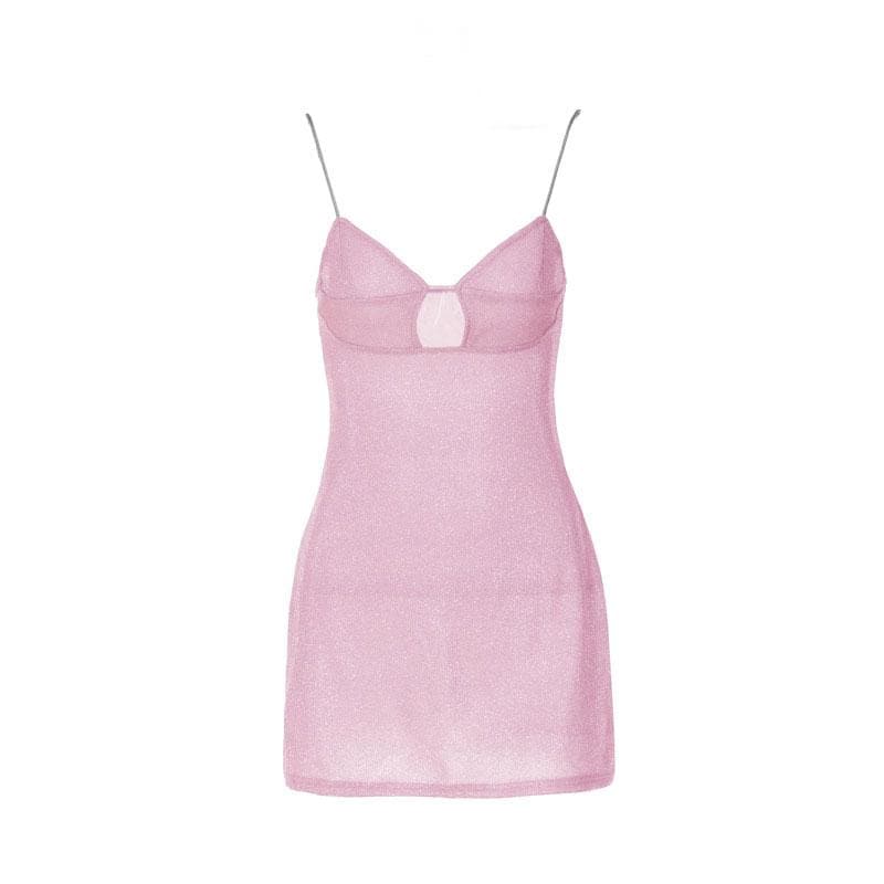 Sweetheart Hollow Out Bustier Glitter Knit Bodycon Mini Dress