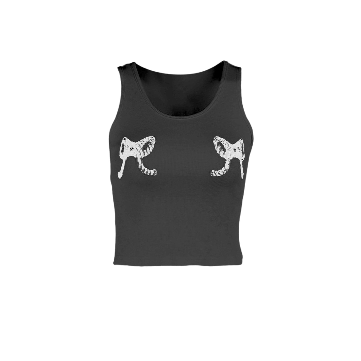 Bowknot pattern ribbed u neck contrast tank top