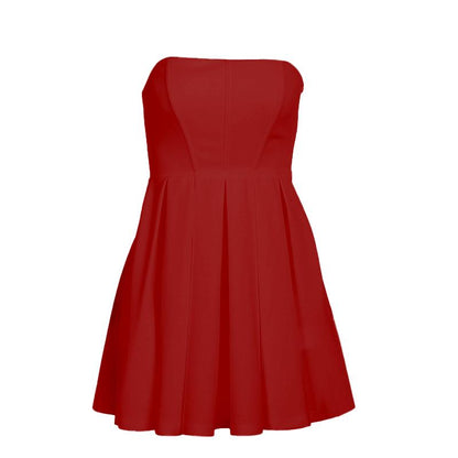 Bustier zip-up backless solid pleated tube mini dress