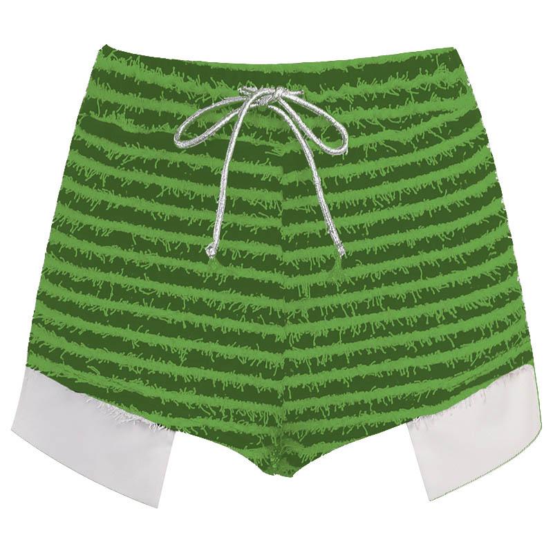 Textured self tie contrast patchwork slit pant