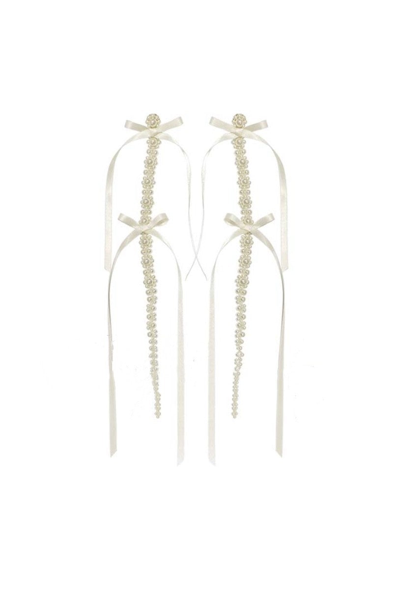 Faux Pearl Bow Earrings