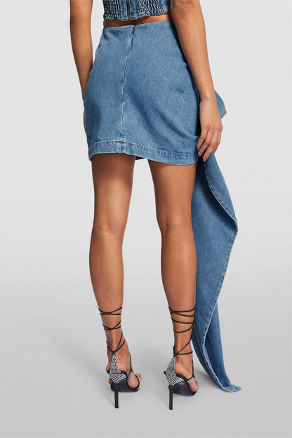 Denim 3D Floral Mini Skirt