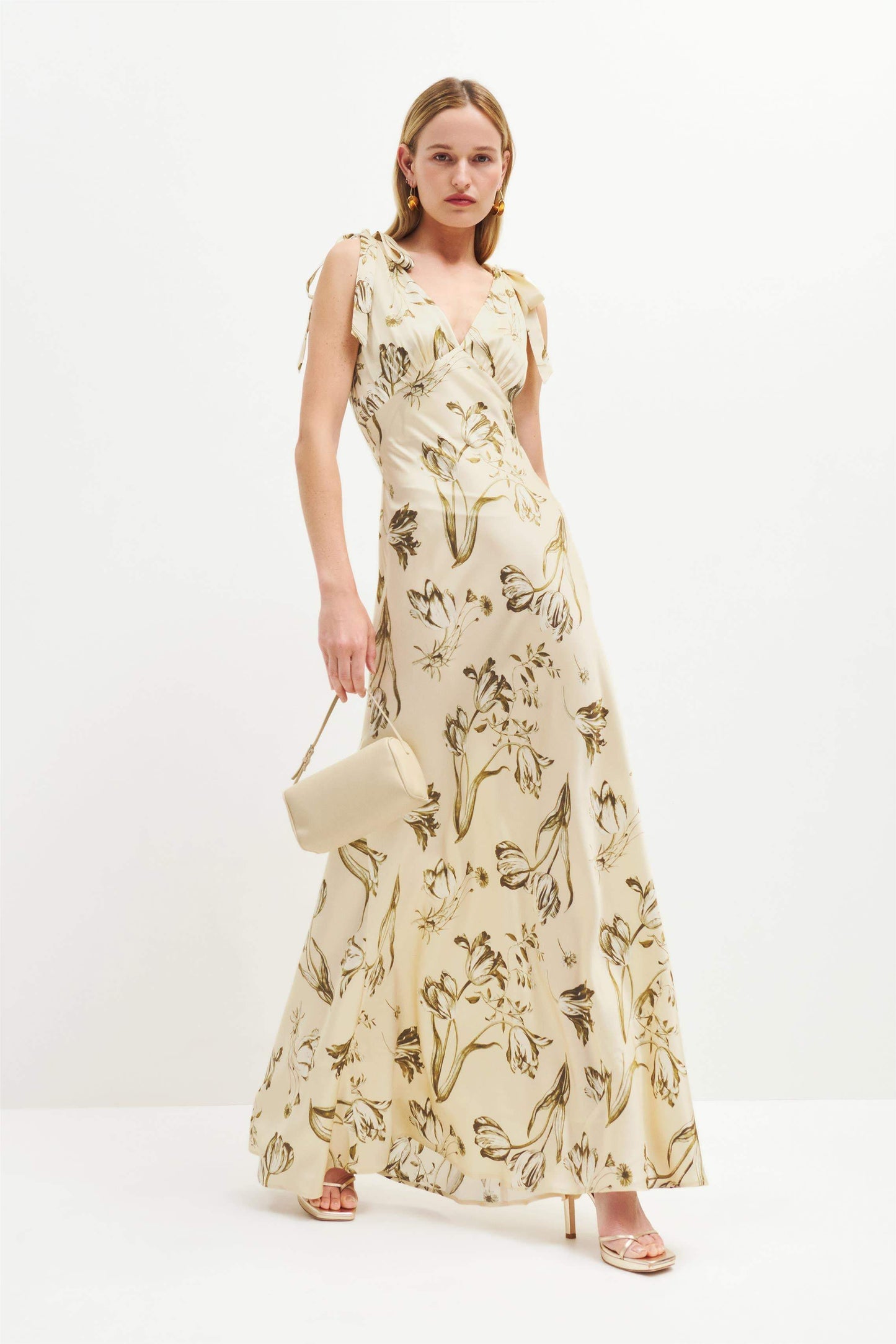 Floral V-Neck Wrapover Belted Midi Dress