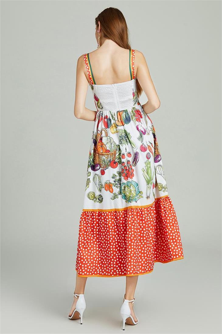 Floral Sweetheart Neck Sleeveless Midi Dress