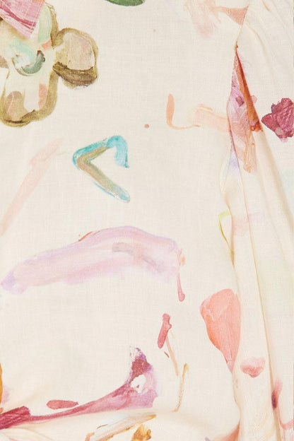 Abstract Print Shirt Collar Button Midi Dress