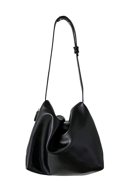 Solid Faux Leather Side Zipper Bag