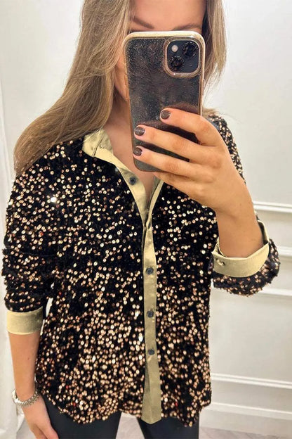 AMYVICTORIA™ - Shimmer Sequin Shirt