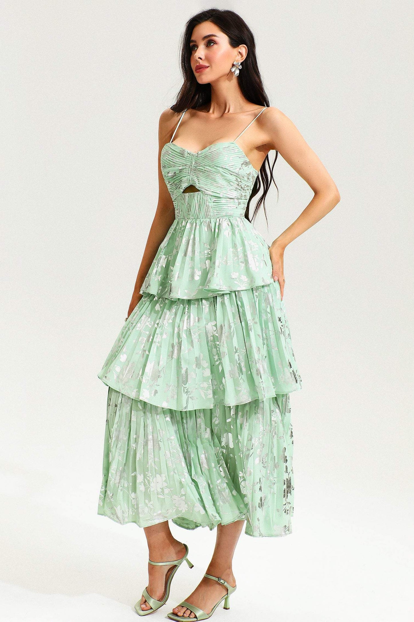 Cami Backless Cut-Out Tiered Ruffle Hem Midi Dress