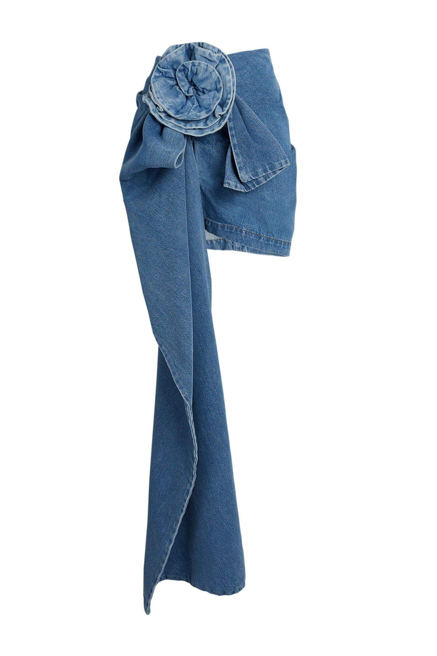 Denim 3D Floral Mini Skirt