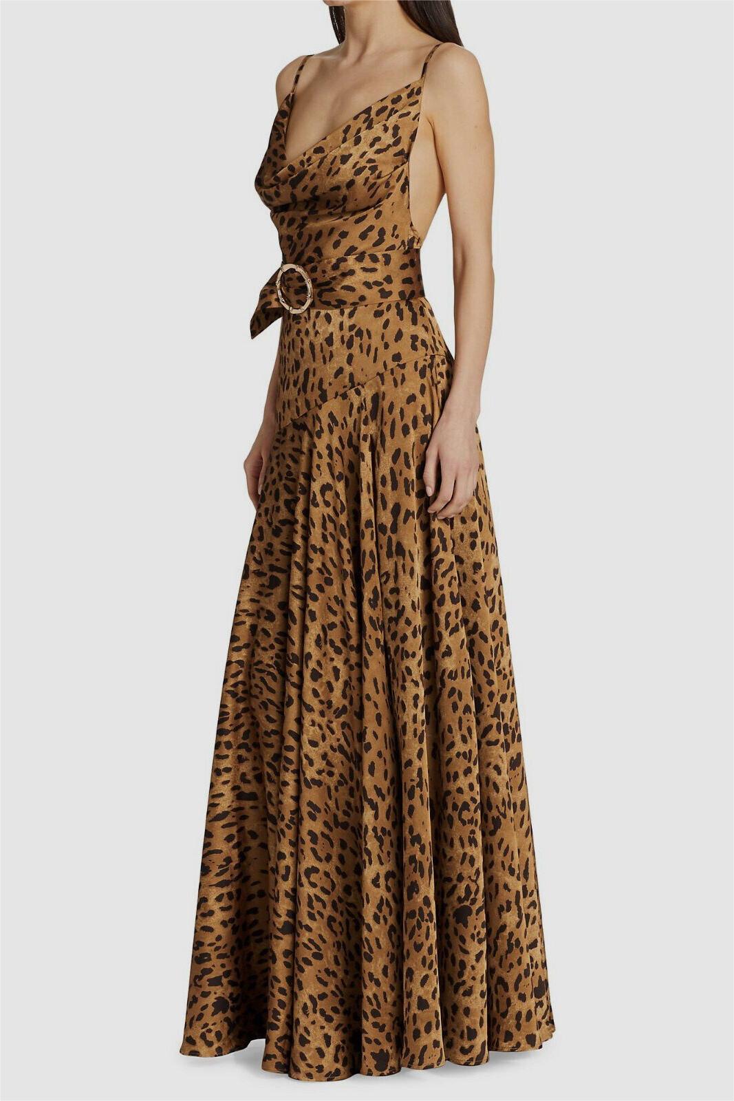 Leopard Print Swing Collar Split Maxi Dress