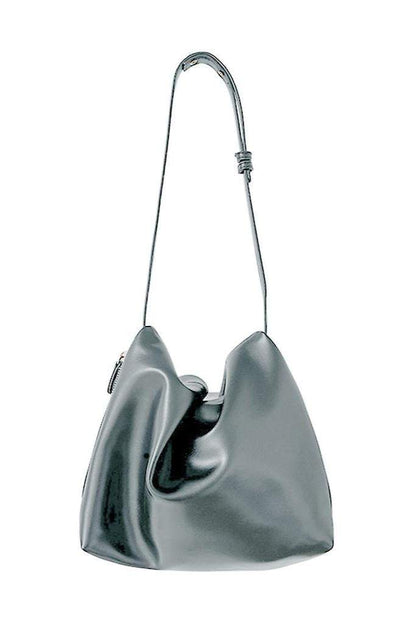 Solid Faux Leather Side Zipper Bag