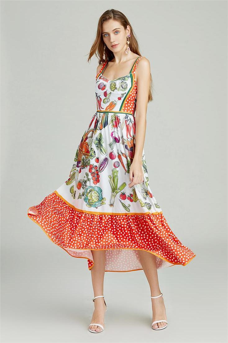 Floral Sweetheart Neck Sleeveless Midi Dress