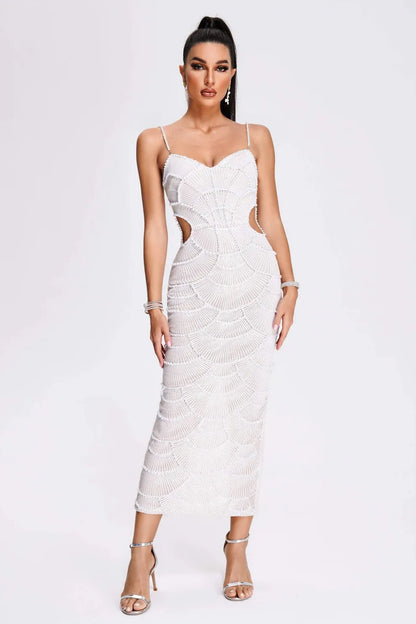 Stormi | Pearl Sequin Midi Dress