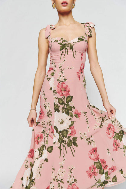 Floral Sleeveless Cami Slim Midi Dress