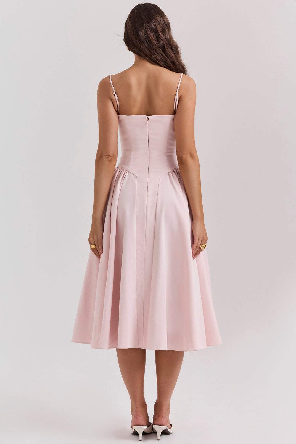 Solid Sweetheart Neck Midi Dress