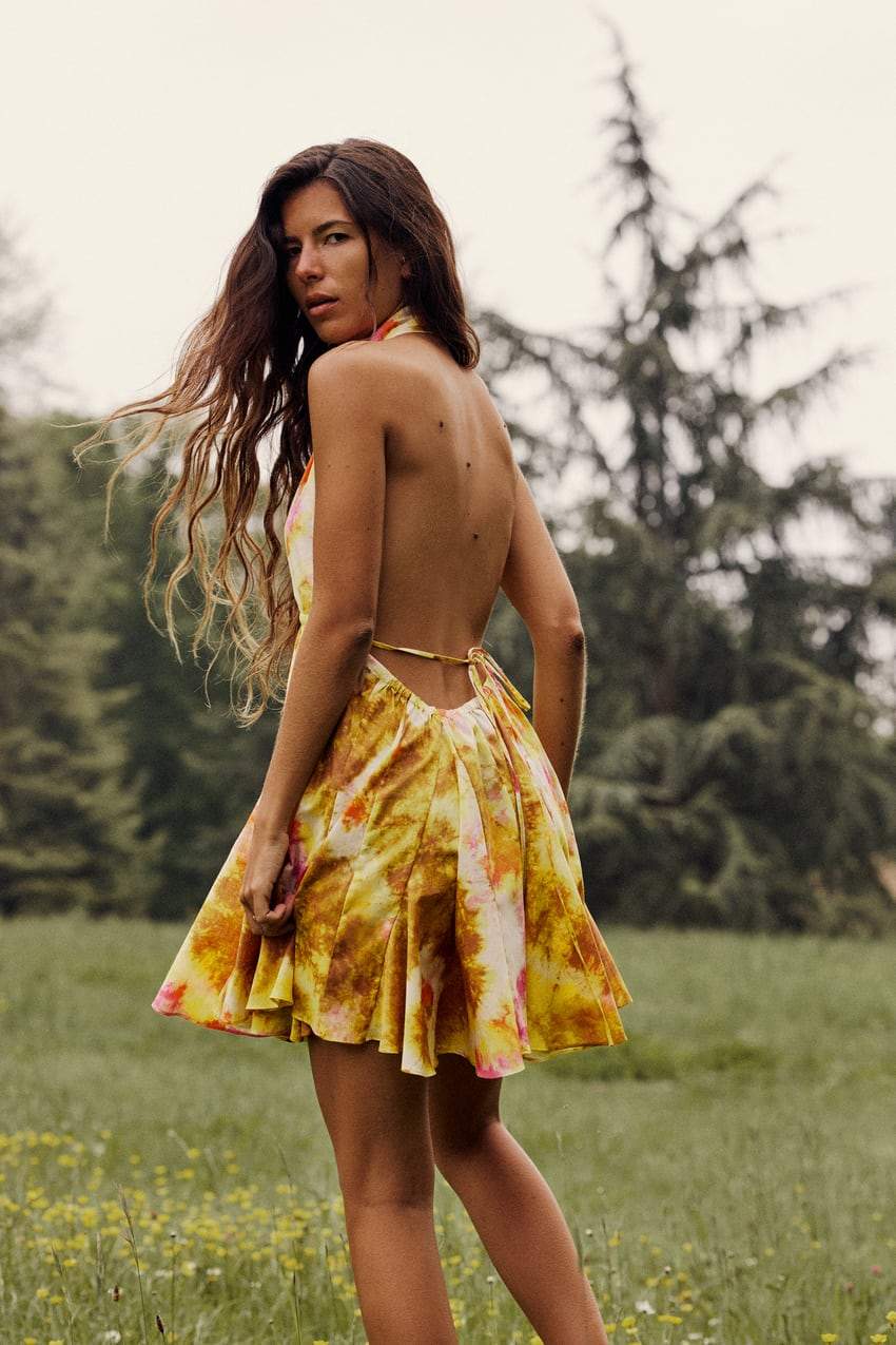 Floral Cami Tapered Waist V-Neck Mini Dress