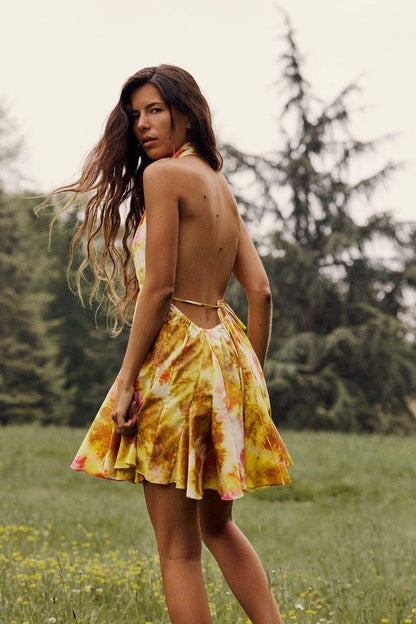 Floral Cami Tapered Waist V-Neck Mini Dress