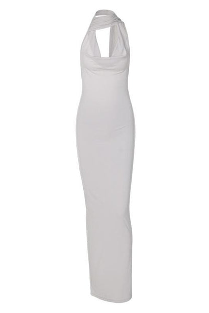 Sophia Halter Neck Backless Maxi Dress