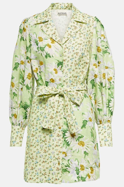 Floral Long Sleeve Mini Dress With Belt