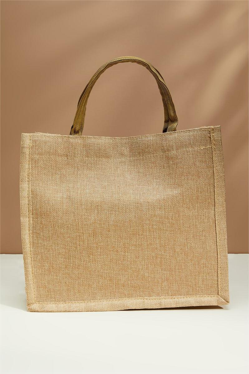 Floral Embroideried Burlap Handbag