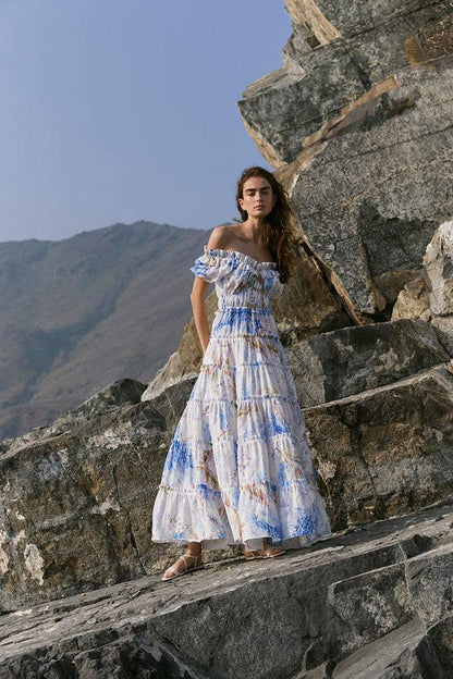 Floral Off-Shoulder Ruffle Maxi Dress