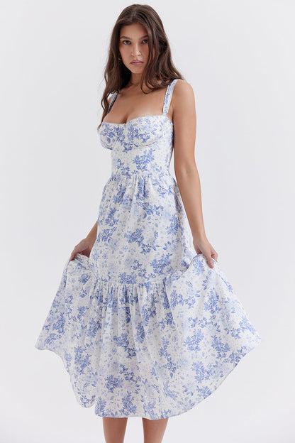 Floral Corset Cami Midi Dress