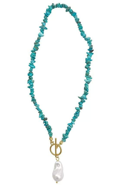 Faux Baroque Pearl Turquoise Necklace