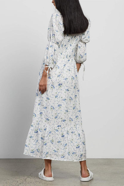 Floral Sweetheart Neck Midi Dress