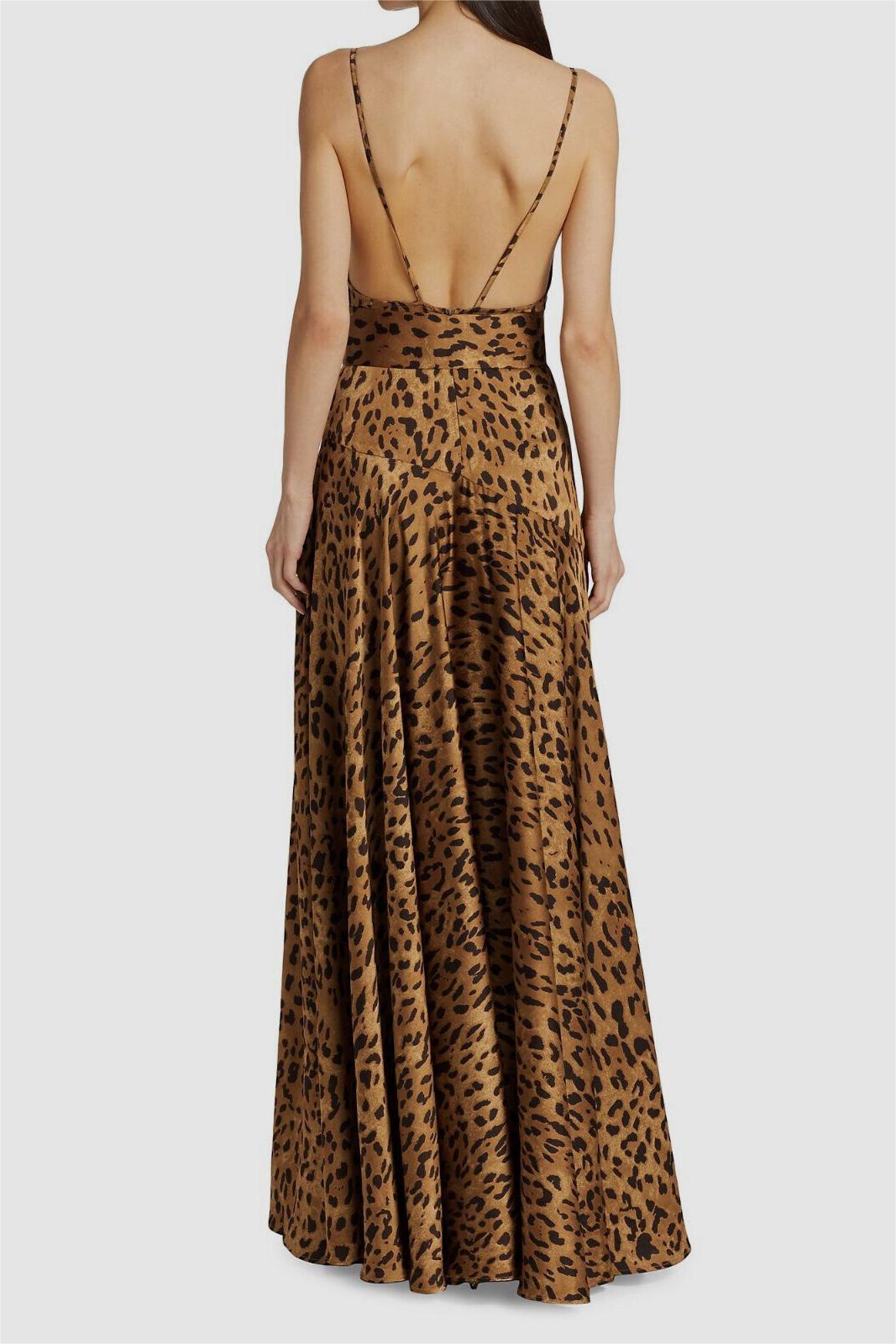 Leopard Print Swing Collar Split Maxi Dress