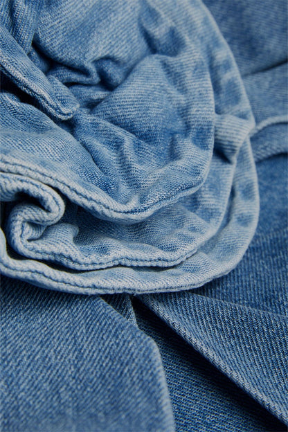 Denim 3D Floral Mini Skirt