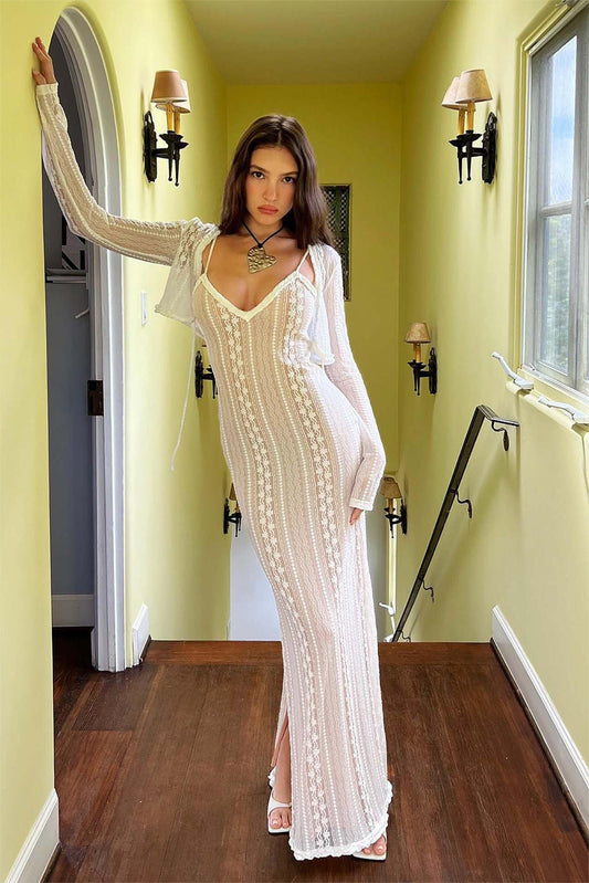 V-Neck Cut-Out Slit Cami Dress Suit