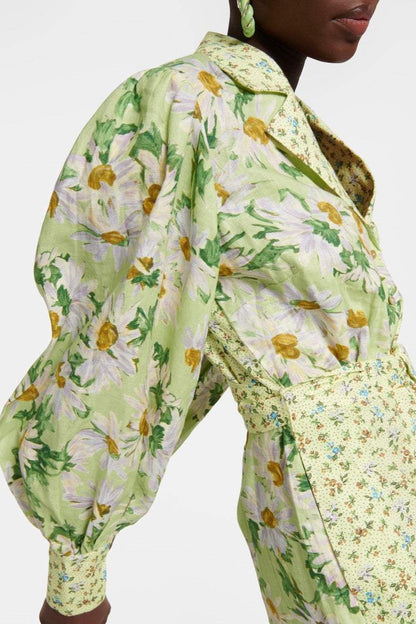 Floral Long Sleeve Mini Dress With Belt