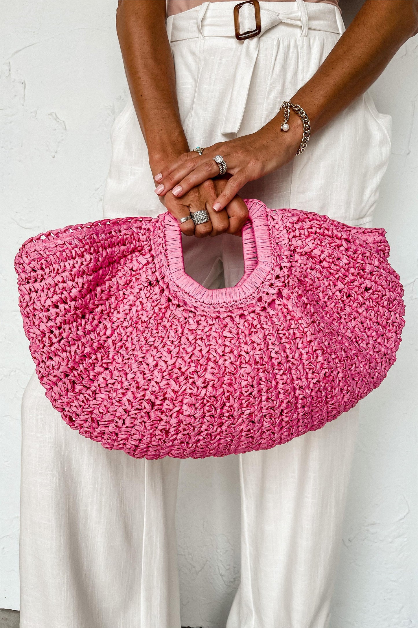 Large Handmade Strawhand Moon Bag