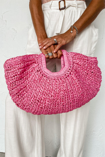 Large Handmade Strawhand Moon Bag