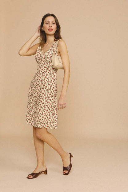 Floral Sleeveless V-Neck Midi Dress