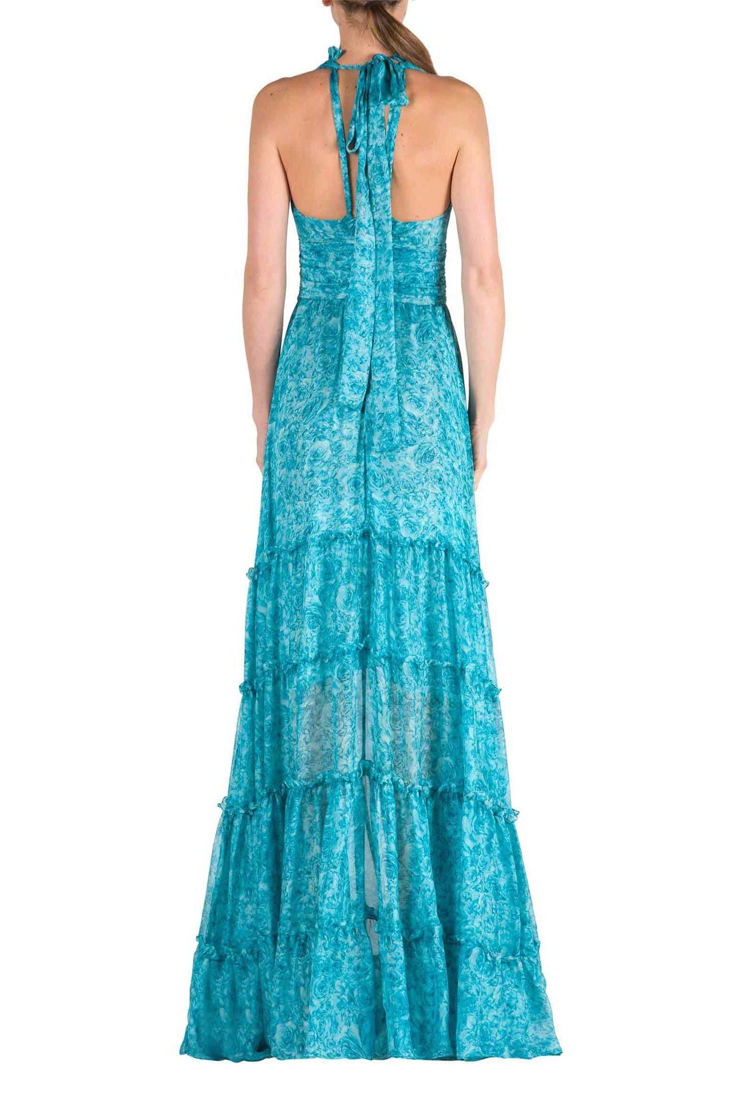 Floral V-Neck Sleeveless Splicing Maxi Dress