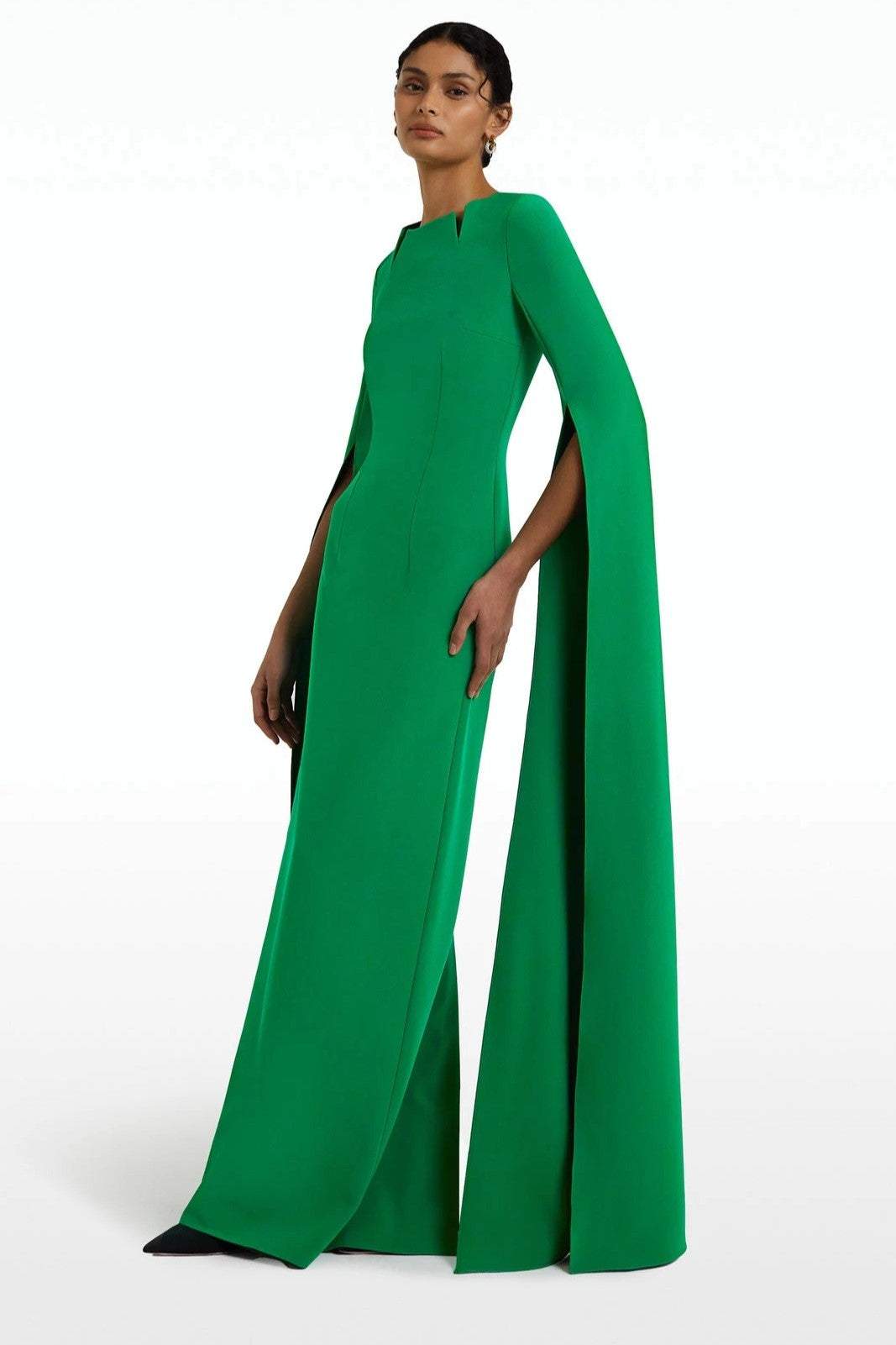 Solid Split Cape Maxi Dress
