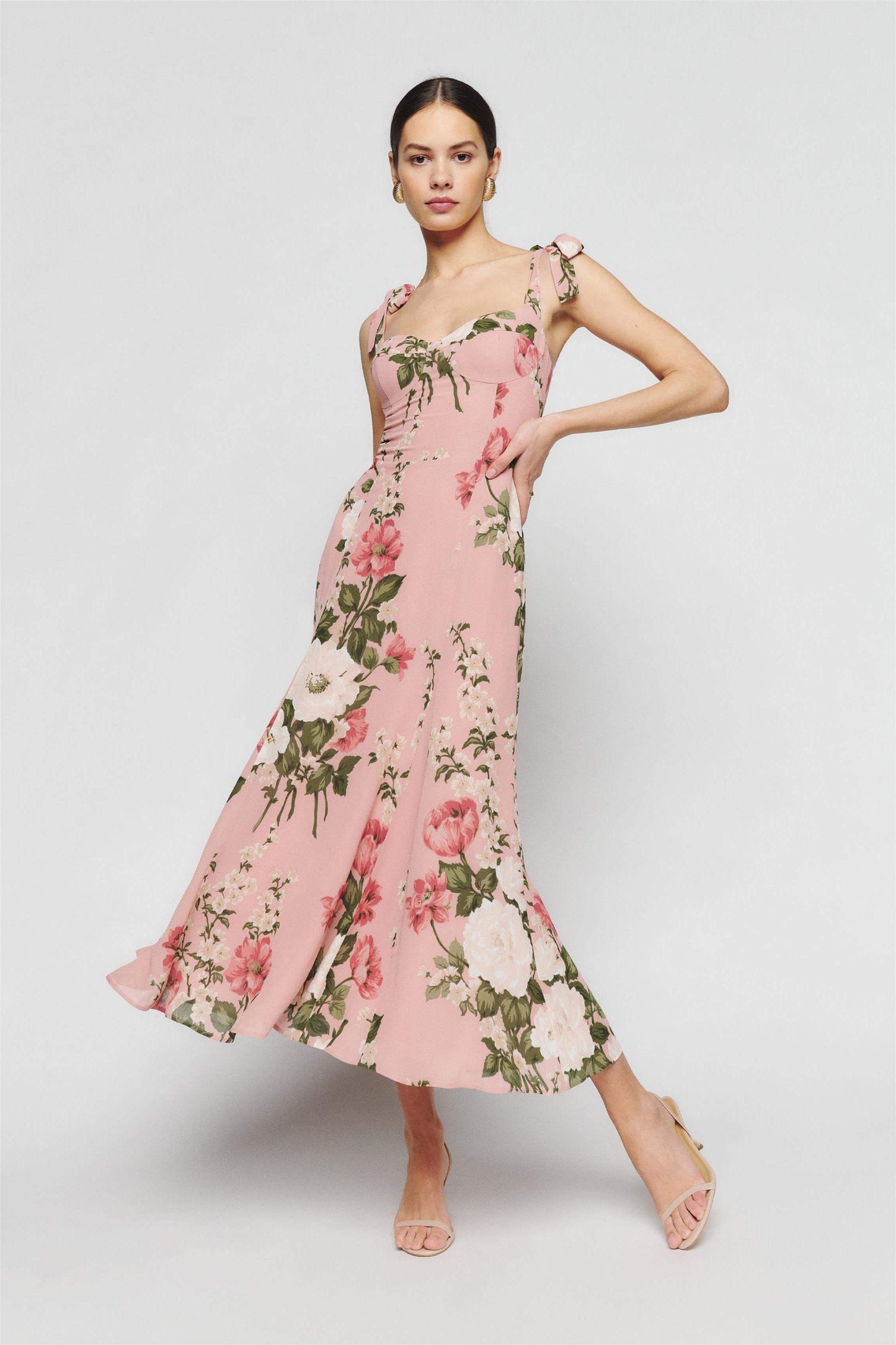 Floral Sleeveless Cami Slim Midi Dress