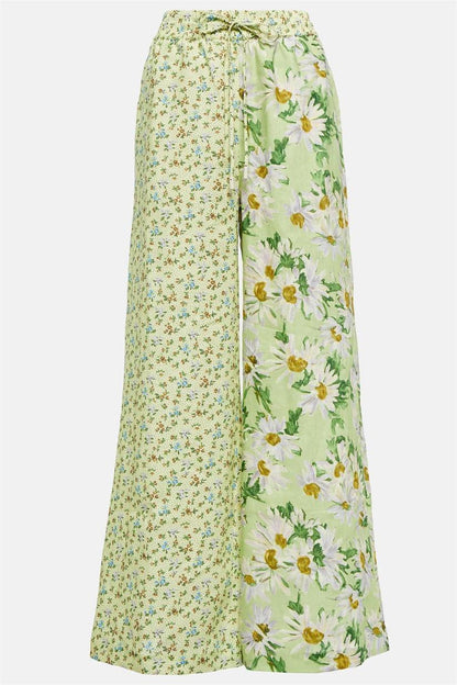 Floral Lantern Sleeve Shirt & Long Loose Pants Set