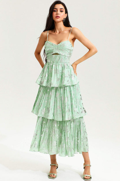 Cami Backless Cut-Out Tiered Ruffle Hem Midi Dress