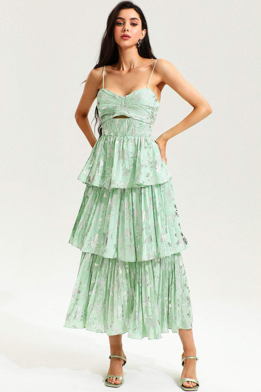 Cami Backless Cut-Out Tiered Ruffle Hem Midi Dress