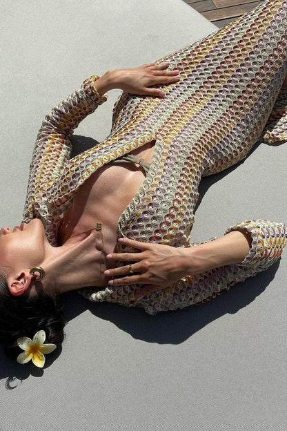 Dawn V-Neck Crochet Maxi Dress