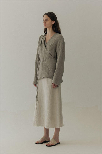 Vintage Wrapover Long Sleeve Shirt