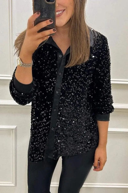 AMYVICTORIA™ - Shimmer Sequin Shirt