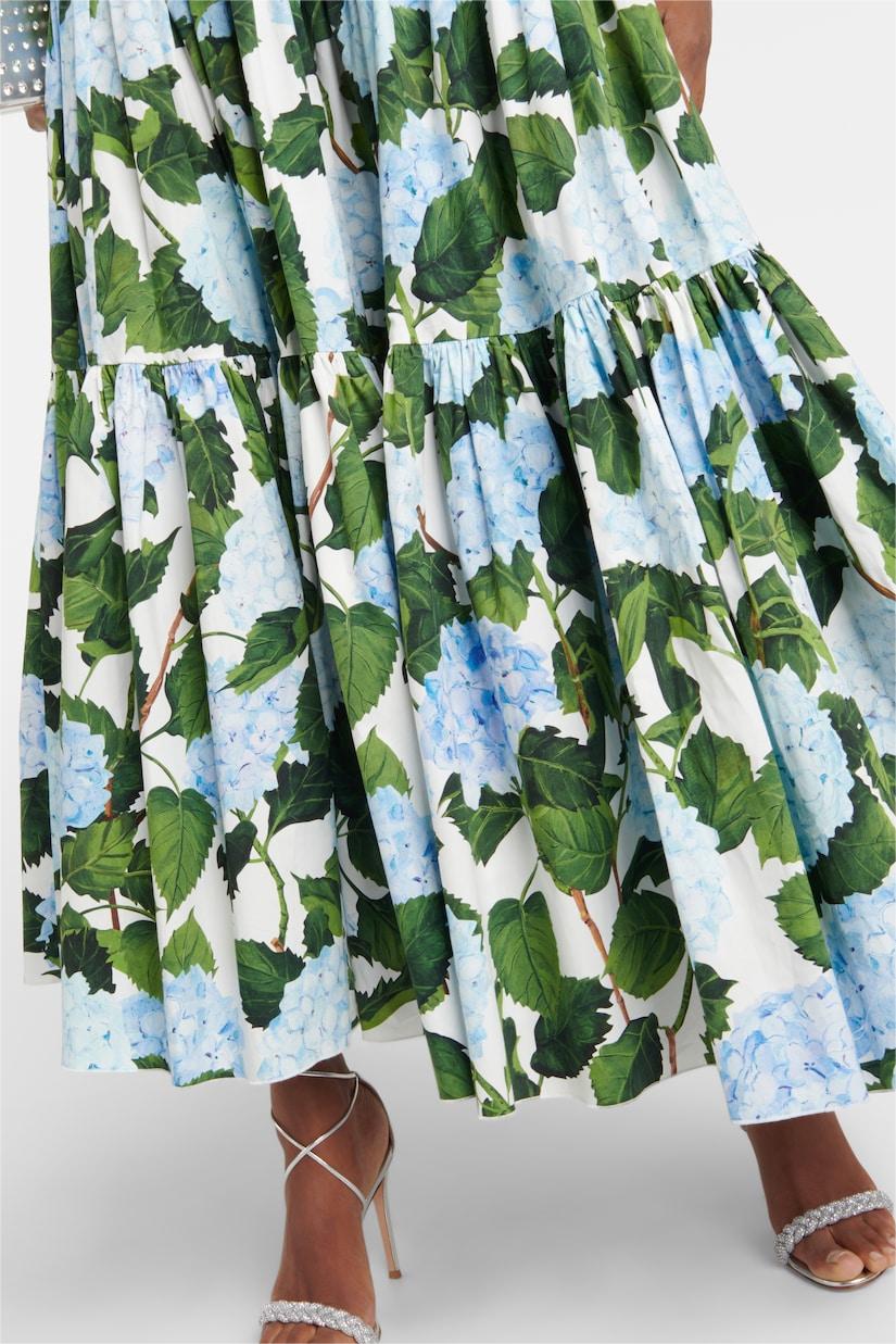 V-Neck Hydrangea Poplin Maxi Dress