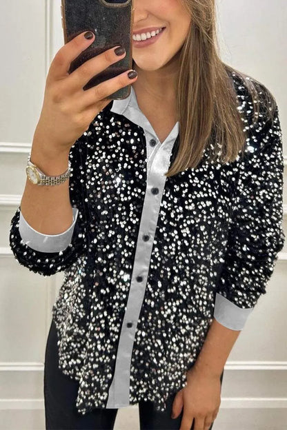 AMYVICTORIA™ - Shimmer Sequin Shirt