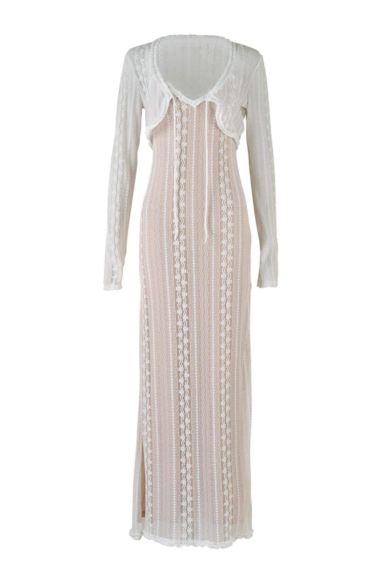 V-Neck Cut-Out Slit Cami Dress Suit