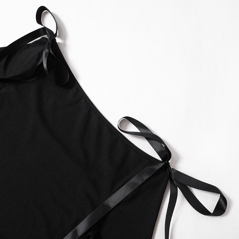 Bowknot solid long sleeve off shoulder 2-way top